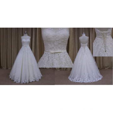 Vente chaude Haute Qualité Dentelle Applique Ball Robe De Mariée De Mariée De Beauté 2016